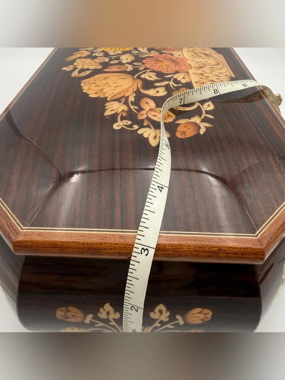 VTG Italian Inlaid Wood Jewelry Music Box Reuge Swiss Movement Double Layer 14”